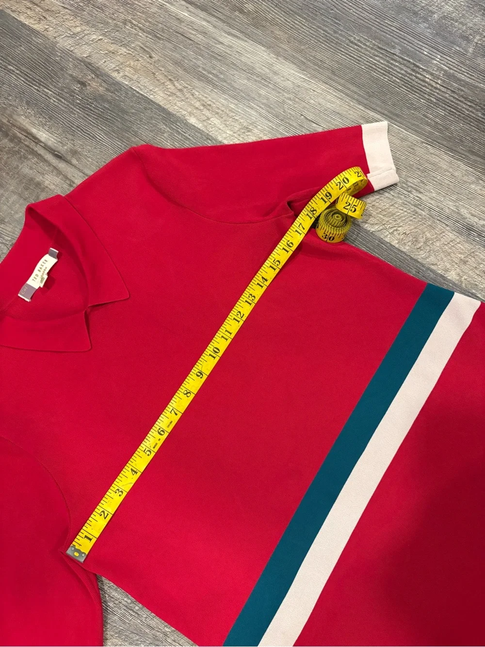 Ted Baker Origami Knitted Dress With Stripe Deep Pink Collar Size 3 US 8
